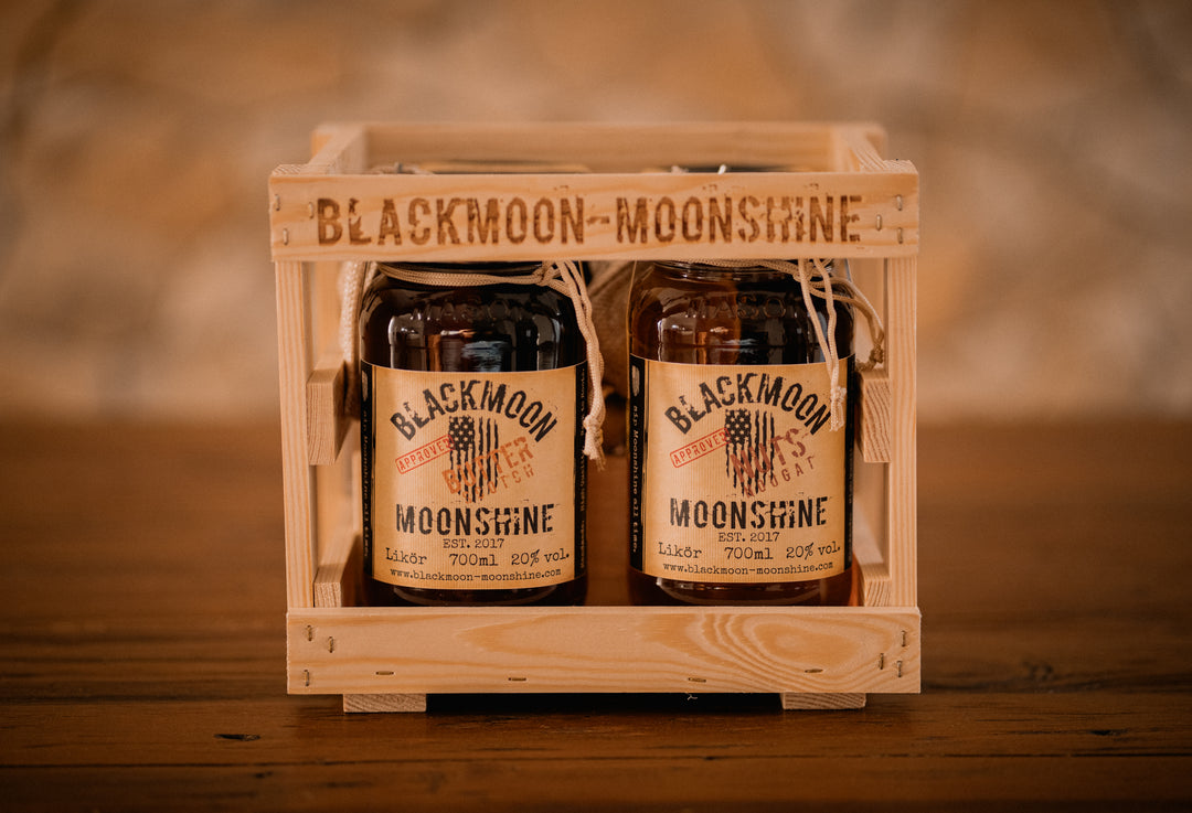 Blackmoon Moonshine Geschenkset - 4er Holzkiste
