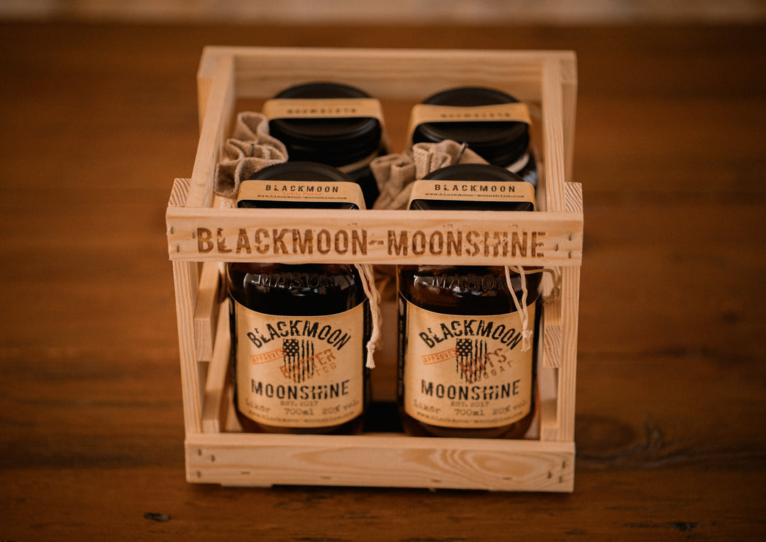 Blackmoon Moonshine Geschenkset - 4er Holzkiste