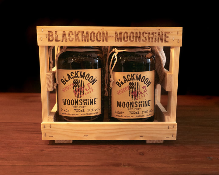 Blackmoon Moonshine Geschenkset - 4er Holzkiste